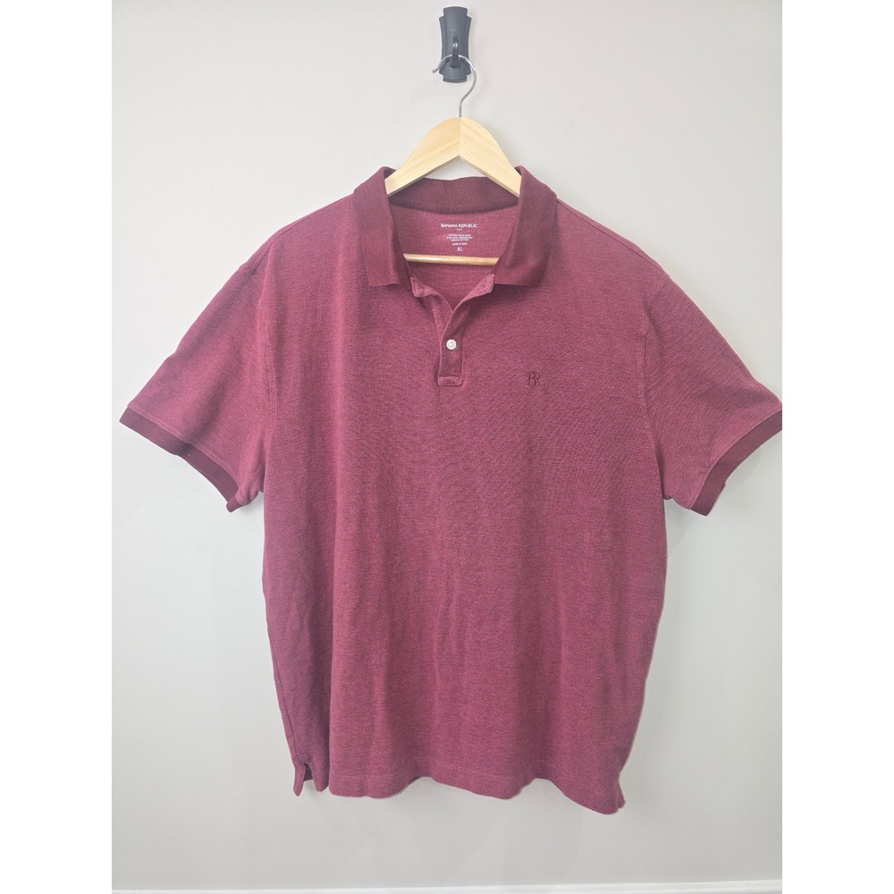Banana Republic Mens XL Burgundy Organic Cotton Pique Short Sleeve Polo Shirt